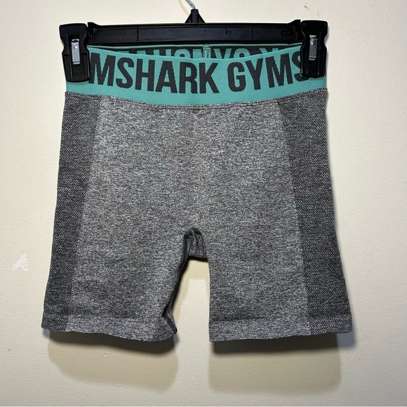 Gymshark Gray & Teal Flex Bike Shorts Size Small - Picture 1 of 6